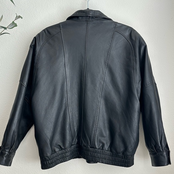 Vintage Black Bomber Leather Jacket - Picture 3 of 4
